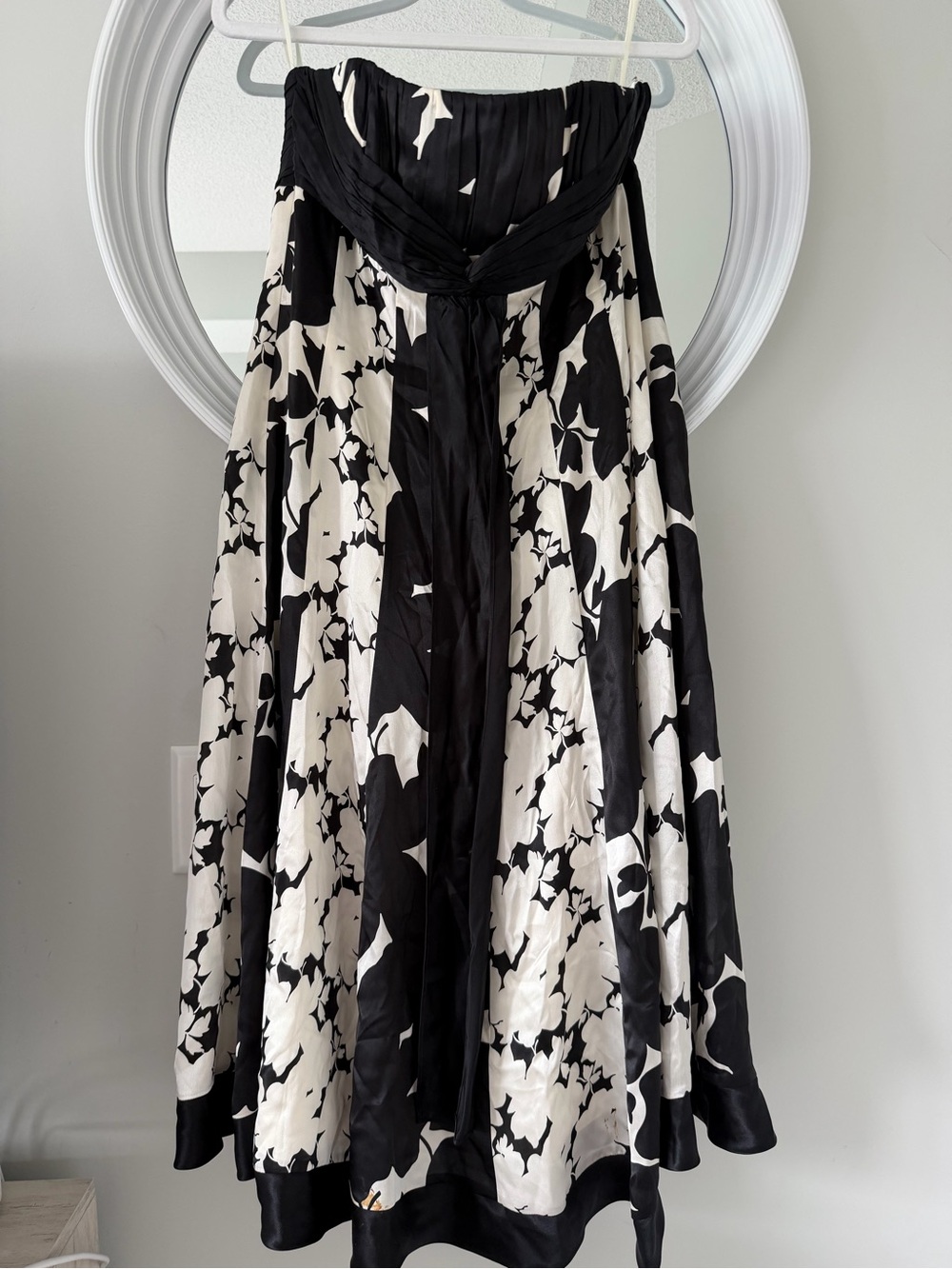 Monsoon Silk Blend Strapless Black White Floral Maxi Dress Formal Gown